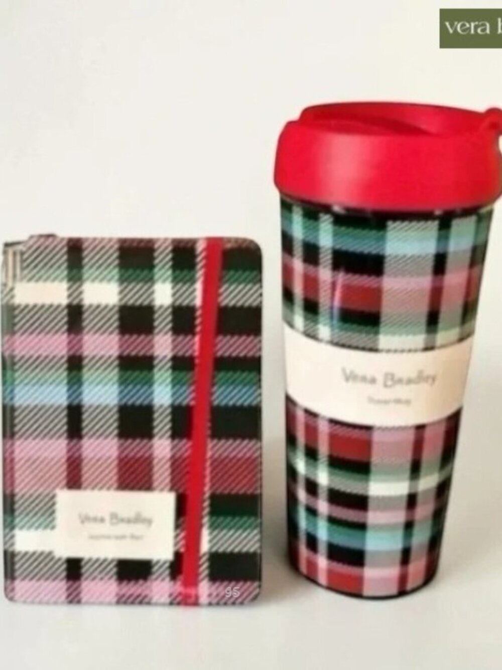 VERA BRADLEY Ribbons Plaid 3‑Pc Gift Set – Travel Mug, Journal & Pen – NWT - Picture 10 of 11